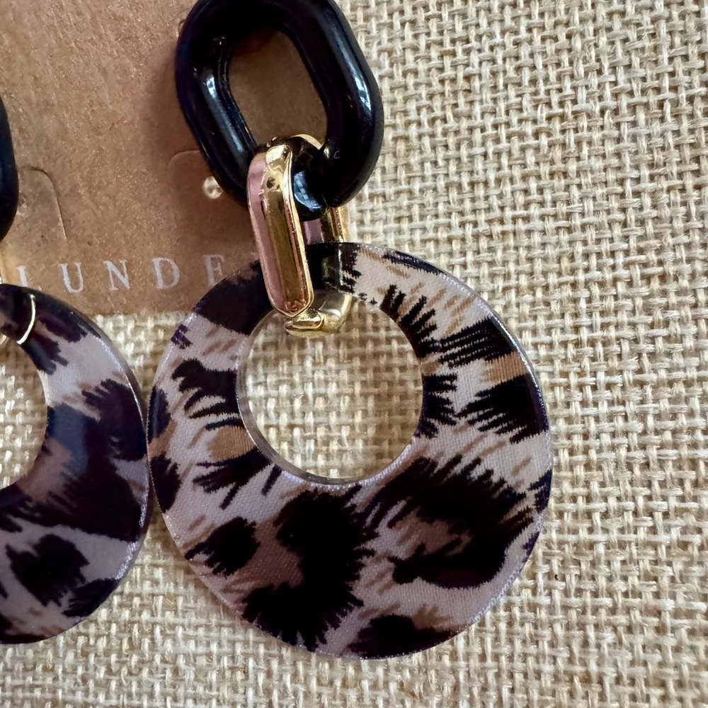 Plunder Leopard Print and Gold Earrings - Picture 2 of 5